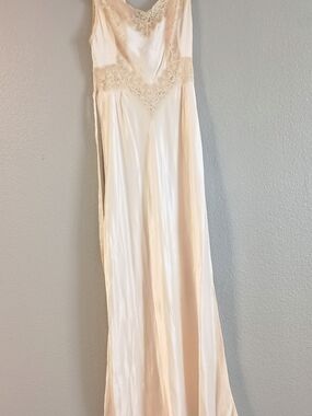 True Vintage 1920s Ivory Bias Cut Satin Slip Dress